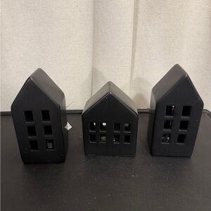 Black ceramic Christmas homes light up